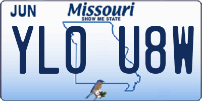 MO license plate YL0U8W