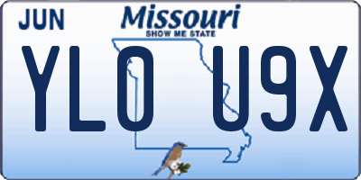 MO license plate YL0U9X