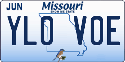 MO license plate YL0V0E
