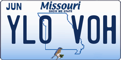 MO license plate YL0V0H