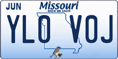 MO license plate YL0V0J