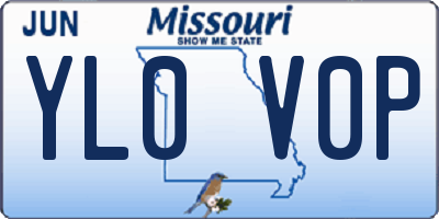 MO license plate YL0V0P