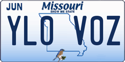 MO license plate YL0V0Z