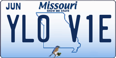 MO license plate YL0V1E