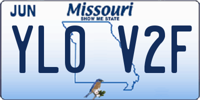 MO license plate YL0V2F