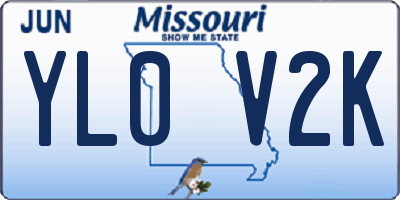 MO license plate YL0V2K
