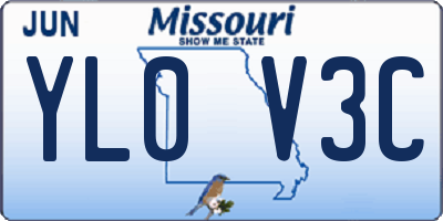 MO license plate YL0V3C
