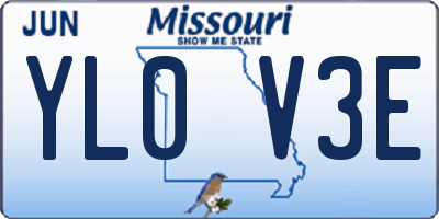 MO license plate YL0V3E