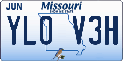 MO license plate YL0V3H