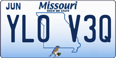 MO license plate YL0V3Q