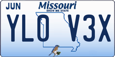 MO license plate YL0V3X