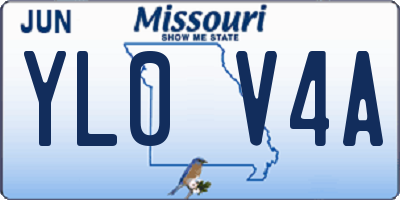 MO license plate YL0V4A