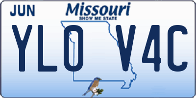 MO license plate YL0V4C