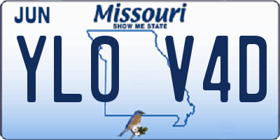 MO license plate YL0V4D