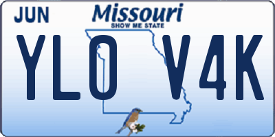 MO license plate YL0V4K