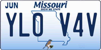 MO license plate YL0V4V
