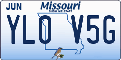 MO license plate YL0V5G