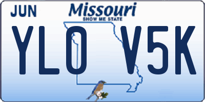MO license plate YL0V5K