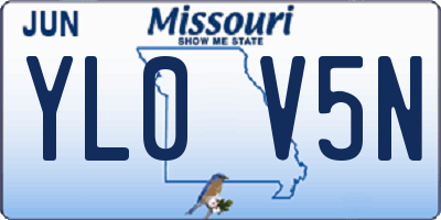 MO license plate YL0V5N