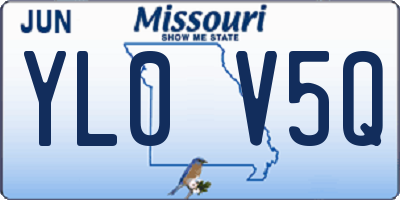 MO license plate YL0V5Q