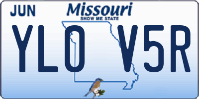 MO license plate YL0V5R