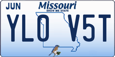 MO license plate YL0V5T