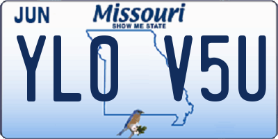 MO license plate YL0V5U