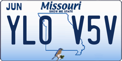 MO license plate YL0V5V