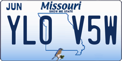 MO license plate YL0V5W