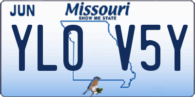 MO license plate YL0V5Y