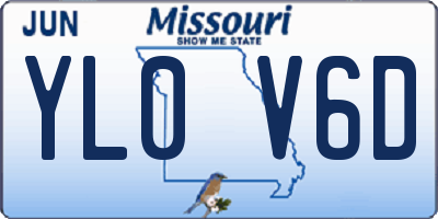 MO license plate YL0V6D