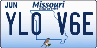MO license plate YL0V6E