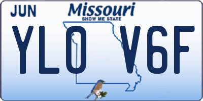 MO license plate YL0V6F