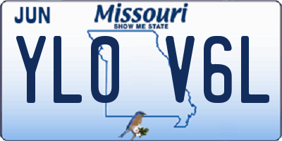 MO license plate YL0V6L