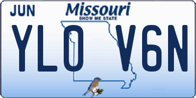 MO license plate YL0V6N