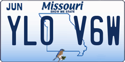 MO license plate YL0V6W