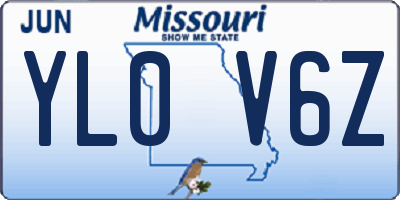 MO license plate YL0V6Z