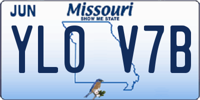 MO license plate YL0V7B