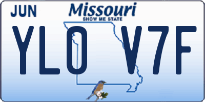 MO license plate YL0V7F