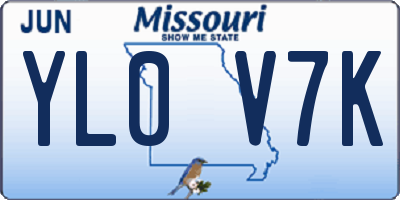 MO license plate YL0V7K
