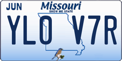 MO license plate YL0V7R