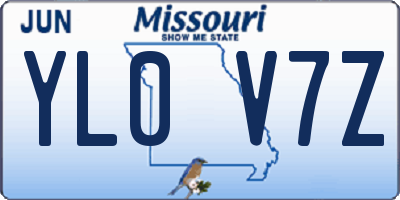 MO license plate YL0V7Z