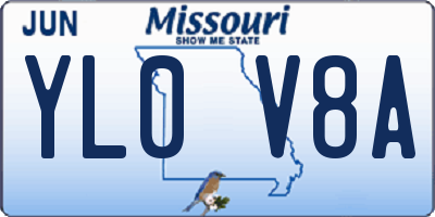 MO license plate YL0V8A