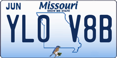 MO license plate YL0V8B