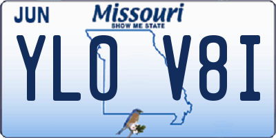 MO license plate YL0V8I