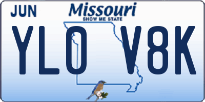 MO license plate YL0V8K