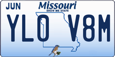 MO license plate YL0V8M