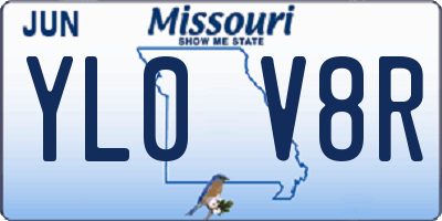 MO license plate YL0V8R