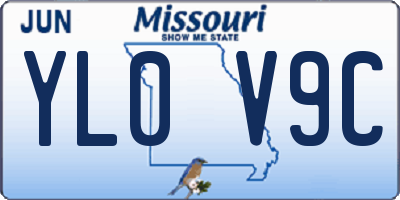 MO license plate YL0V9C