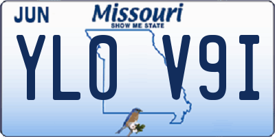 MO license plate YL0V9I